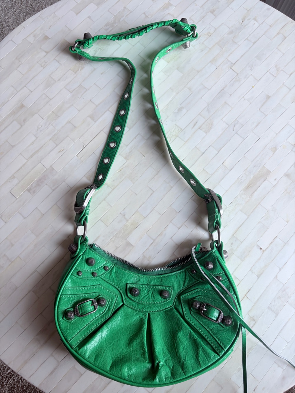 Balenciaga Green Leather Shoulder Bag